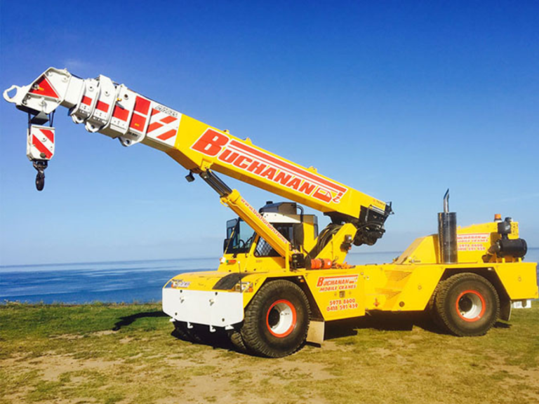 buchanan crane next to the ocean