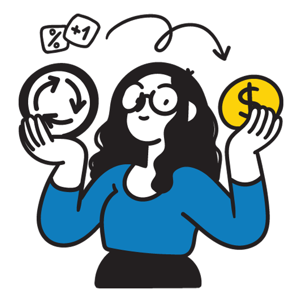 illustration of of someone balancing circular economy and cost