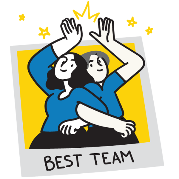 illustration of two staff members giving each other a high five